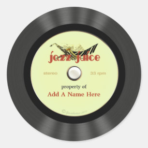 Personalised Vintage Jazz Vinyl Record Classic Round Sticker