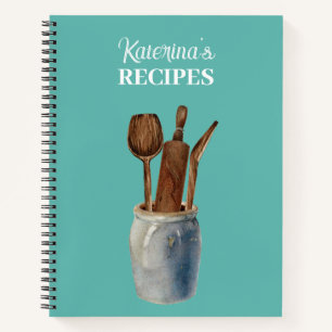Personalised Vintage Kitchen Utensils Recipe  Notebook