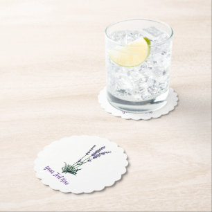 Personalised Vintage Lavender Flower Paper Coaster
