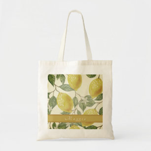 Personalised Vintage Lemon Yellow Summer Fruit Tote Bag