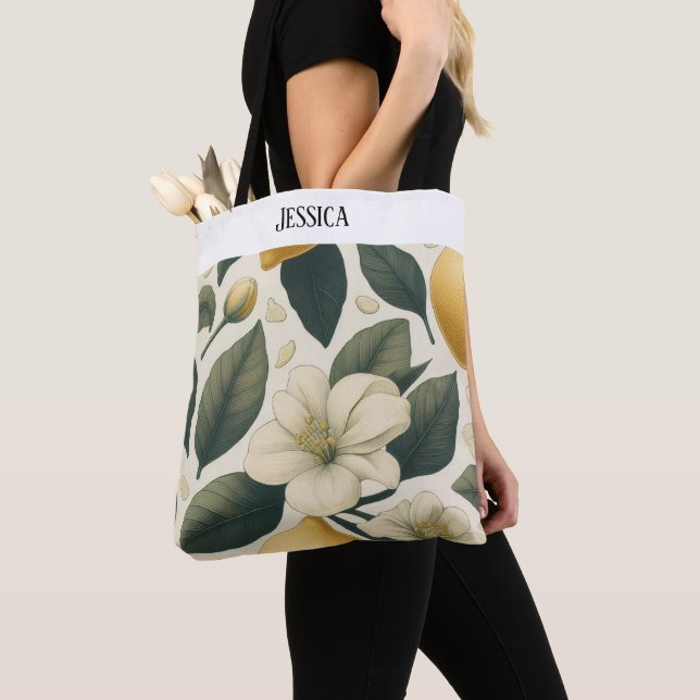personalised vintage lemons tote bag  (Close Up)