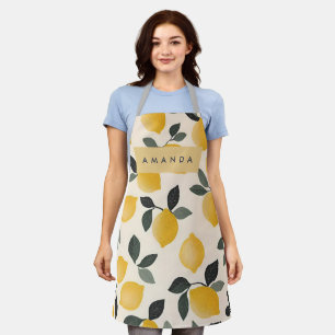 Personalised Vintage Lemons with Green Leaves Apron