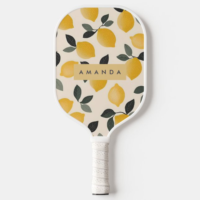 Personalised Vintage Lemons with Green Leaves Pickleball Paddle (Front)