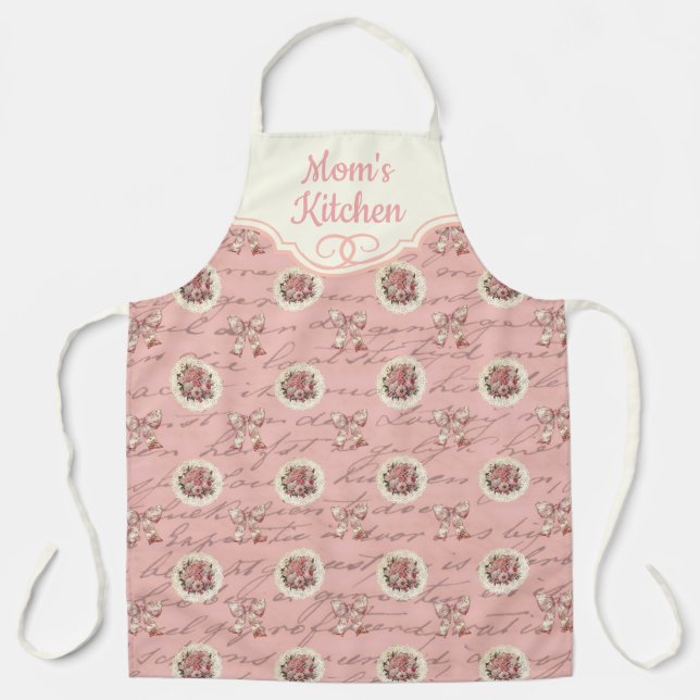 Personalised Vintage Letters Roses  Apron (Front)