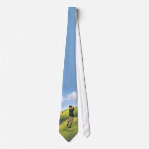 Personalised Vintage look golfer golf Tie