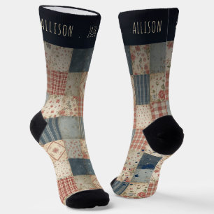 Personalised Vintage Memory Quilt Custom Name Socks