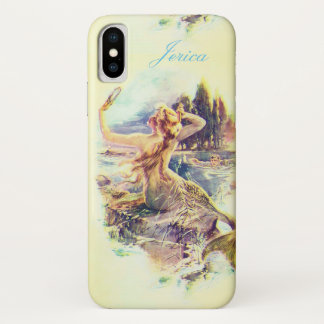 Personalised Vintage Mermaid Illustration iPhone X Case