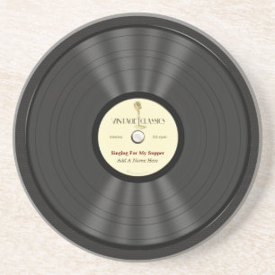Personalised Vintage Microphone Vinyl Record Coaster