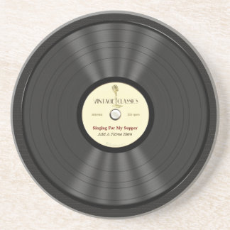 Personalised Vintage Microphone Vinyl Record Coaster