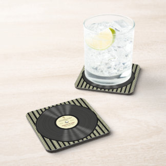 Personalised Vintage Microphone Vinyl Record Coaster