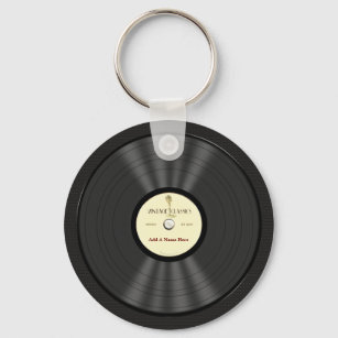 Personalised Vintage Microphone Vinyl Record Key Ring
