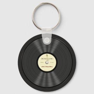 Personalised Vintage Microphone Vinyl Record Key Ring
