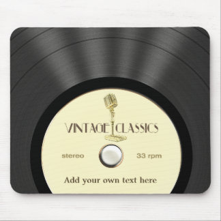 Personalised Vintage Microphone Vinyl Record Mouse Mat