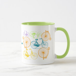 Personalised Vintage Modern Bicycle Neon Pattern Mug