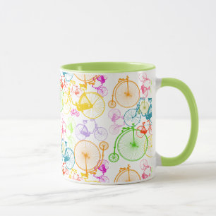Personalised Vintage Modern Bicycle Neon Pattern Mug