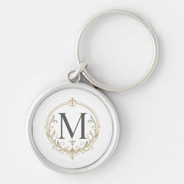 personalised vintage monogram  key ring (Front)