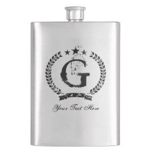 Personalised vintage monogram steel flask