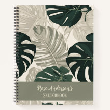 Personalised Vintage Monstera Pattern Sketchbook