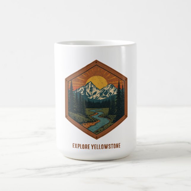 Personalised Vintage Mountain Adventure Badge Coffee Mug (Center)