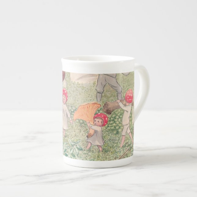 Personalised Vintage Mushroom Fairies Mug (Front Right)