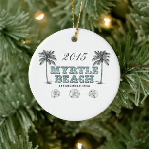 Personalised Vintage Myrtle Beach South Carolina Ceramic Tree Decoration