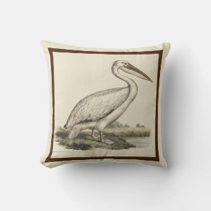 Personalised Vintage Nautical Pelican Watercolor  Cushion