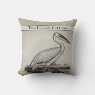 Personalised Vintage Nautical Pelican Watercolor Cushion