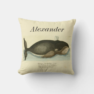 Personalised Vintage Nautical Whale Watercolor Cushion