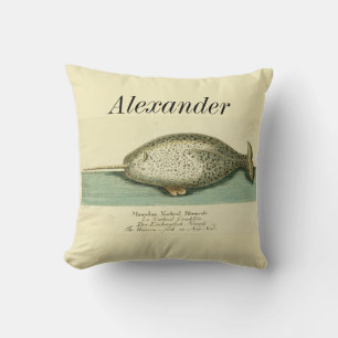 Personalised Vintage Nautical Whale Watercolor Cushion