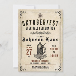 Personalised Vintage Oktoberfest Invitation