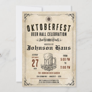 Personalised Vintage Oktoberfest Invitation