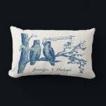 Personalised Vintage Owl Couple in Tree Wedding Lumbar Cushion<br><div class="desc">This is a Fun Vintage Custom Owls Wedding Gift! Shown above is a quirky image of two Owls sitting in a Tree, both Owls have banners in their beaks, one says: This day I marry my best friend and the other replies: You are the one and only. Personalised Couple's Names...</div>