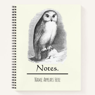 Personalised Vintage Owl Dark Academia Bird Notebook