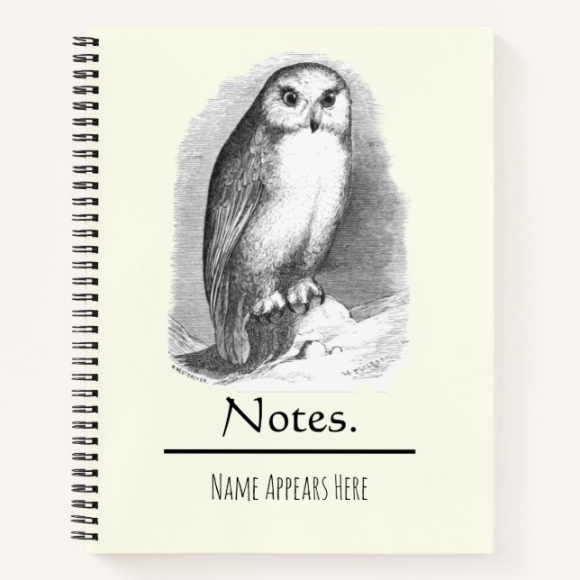 Personalised Vintage Owl Dark Academia Bird Notebook (Front)