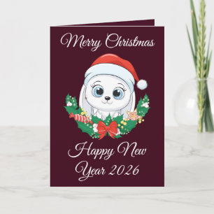 Personalised Vintage Panda Christmas Retro Holiday Card