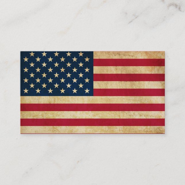 Personalised Vintage Patriotic American Flag Business Card (Front)