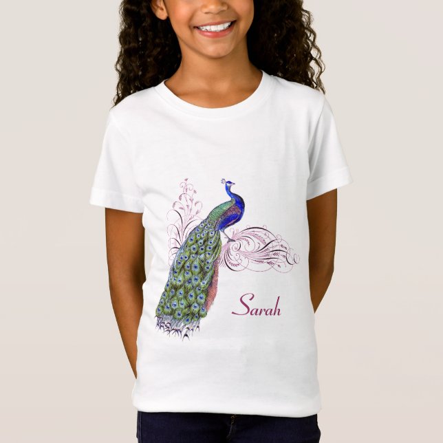 Personalised Vintage Peacock T-Shirt (Front)