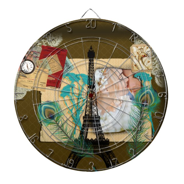 Personalised Vintage Photo Collage Dartboard (Front)