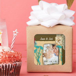 Personalised Vintage Photo Collage Square Sticker