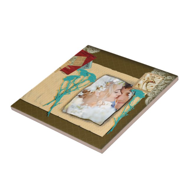 Personalised Vintage Photo Collage Tile (Side)