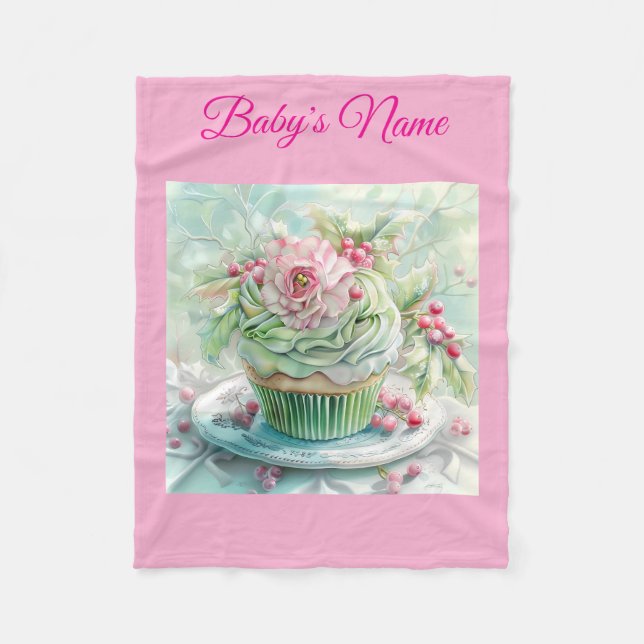 Personalised Vintage Pink Christmas Baby Blanket (Front)