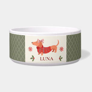 Personalised Vintage Plaid Christmas Dog Bowl
