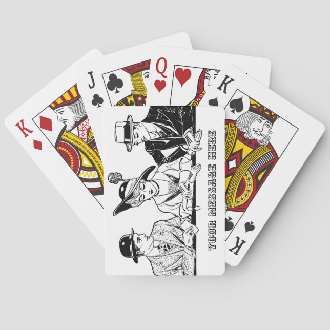 Personalised Vintage Polyamory Throuple Playing Cards (Back)