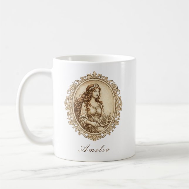 Personalised Vintage Portrait Keepsake Mug (Left)