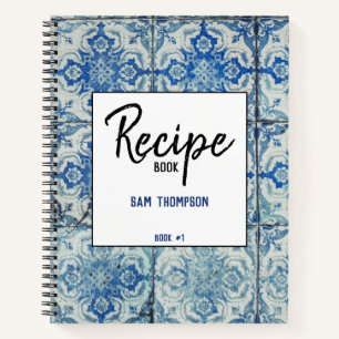 Personalised Vintage Portuguese Pattern Recipe  Notebook