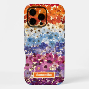 Personalised Vintage Pressed Flower Ombre iPhone 16 Pro Max Case