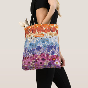 Personalised Vintage Pressed Flower Ombre Tote Bag