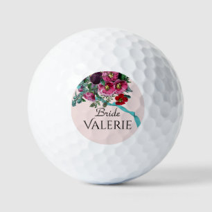 Personalised Vintage Pretty Pink Hollyhocks Golf Balls