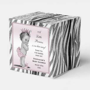 Personalised Vintage Princess Baby Shower Zebra Favour Box