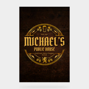 Personalised Vintage Pub Sign Custom Acrylic Bar
